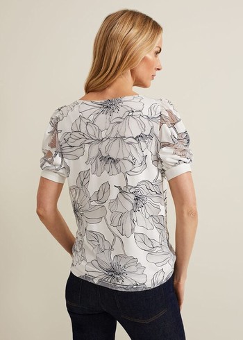 Phase Eight Kelly Floral Burnout T Shirts White Canada | LACHJF-512